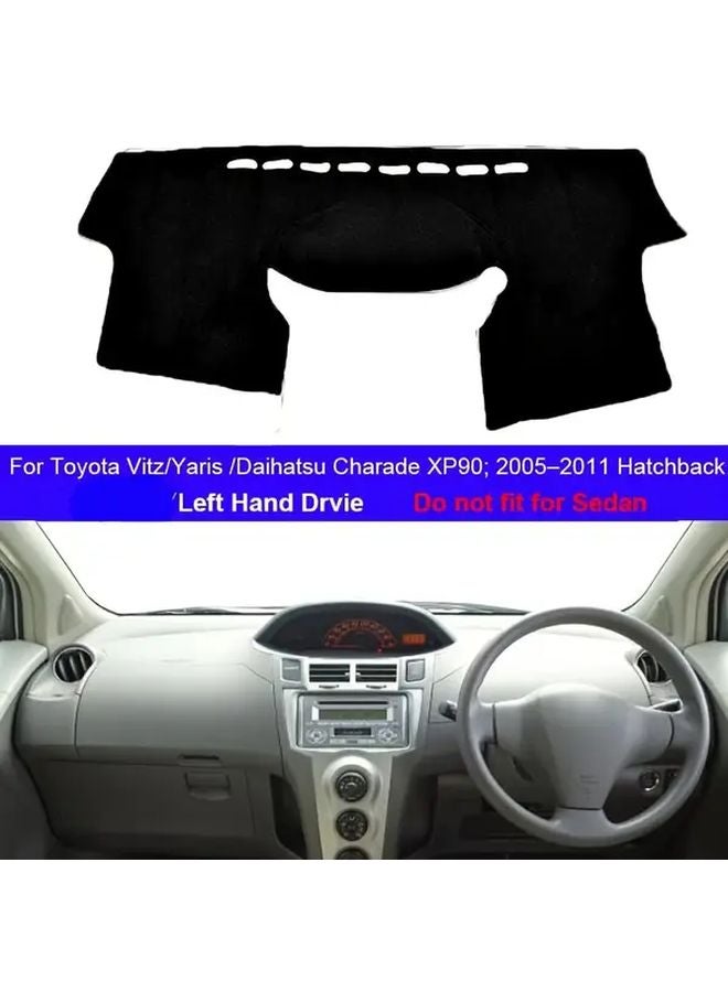 Black Dashboard Cover Mat For 2005 2011 Toyota Vitz Daihatsu Charade XP90 Hatchback Easy Installation - Image 1